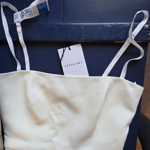 Strapless White Maxi Dress with Scalloped Front Slit Detail - Picture 7 of 7